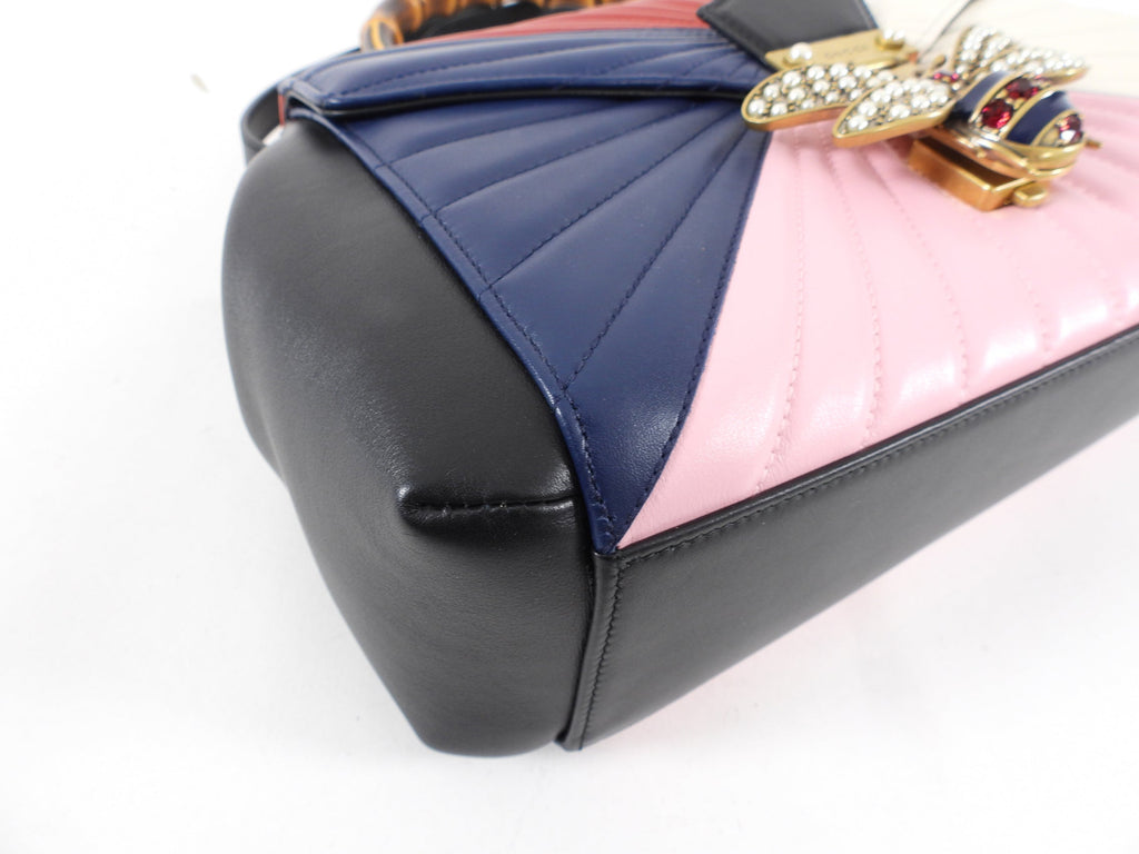 Gucci Pink Navy White Bamboo Queen Margaret Medium Bag