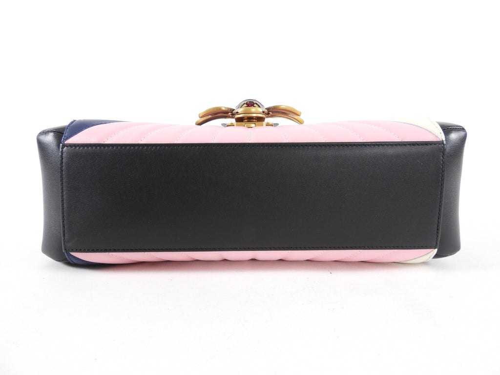Gucci Pink Navy White Bamboo Queen Margaret Medium Bag
