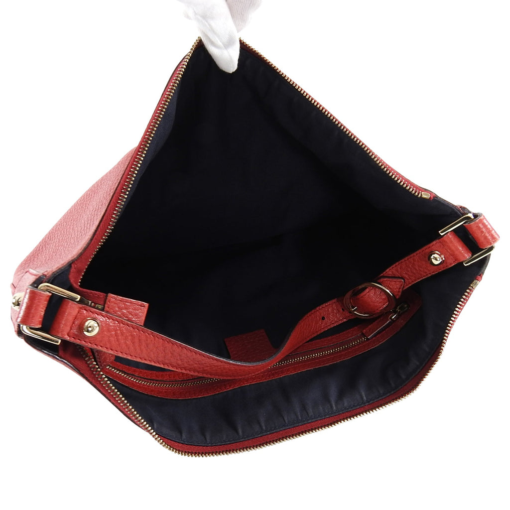 Gucci Red Leather Blondie GG Medallion Web Stripe Hobo Bag