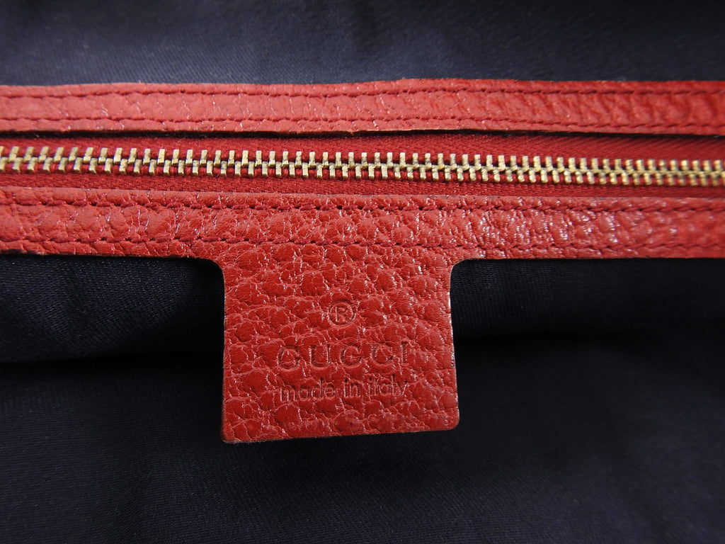Gucci Red Leather Blondie GG Medallion Web Stripe Hobo Bag