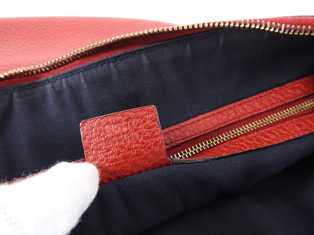 Gucci Red Leather Blondie GG Medallion Web Stripe Hobo Bag