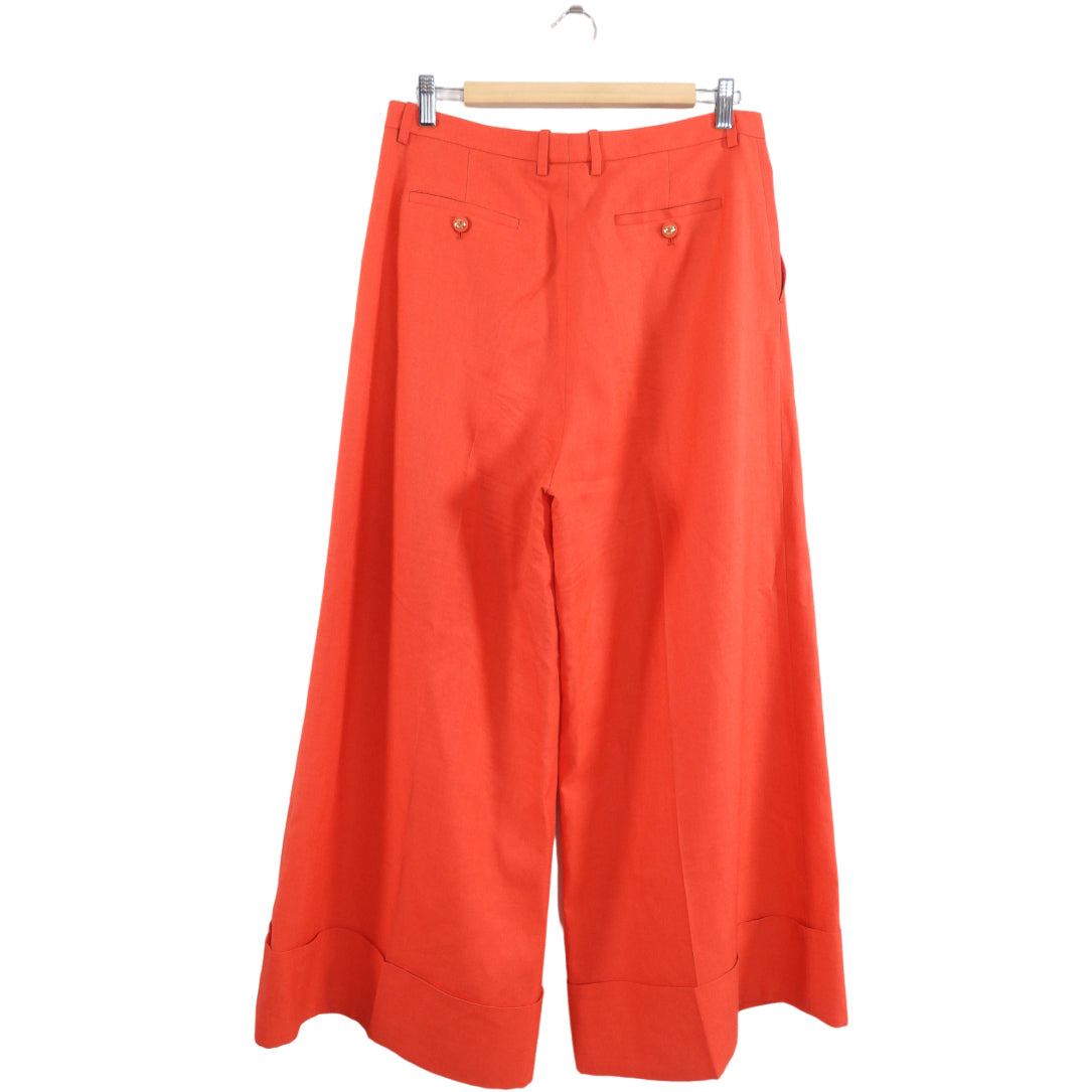 Gucci Red Wide Leg Linen Blend Pants - IT46 / USA 10 / L