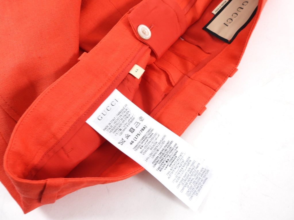 Gucci Red Wide Leg Linen Blend Pants - IT46 / USA 10 / L