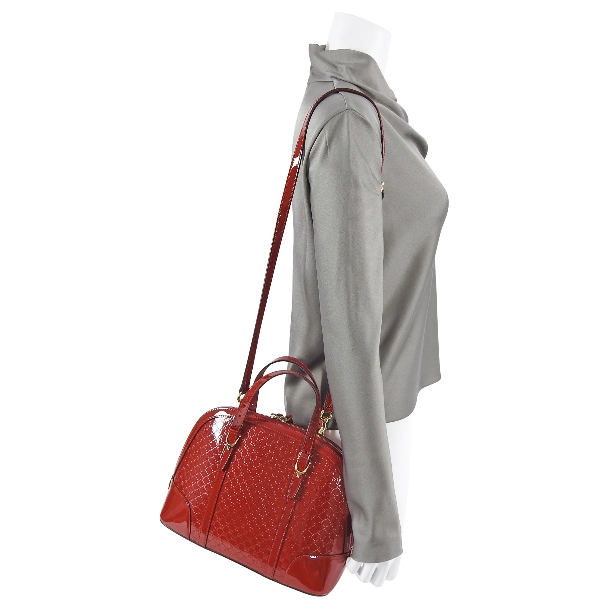 Gucci Red Patent Micro Guccissima Dome Small Nice Bag