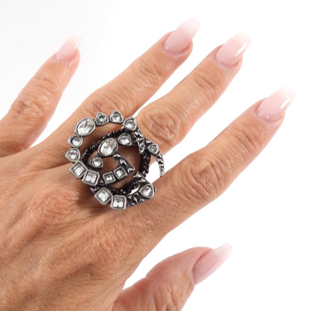 Gucci Crystal Embellished GG Ring - S (6-7)