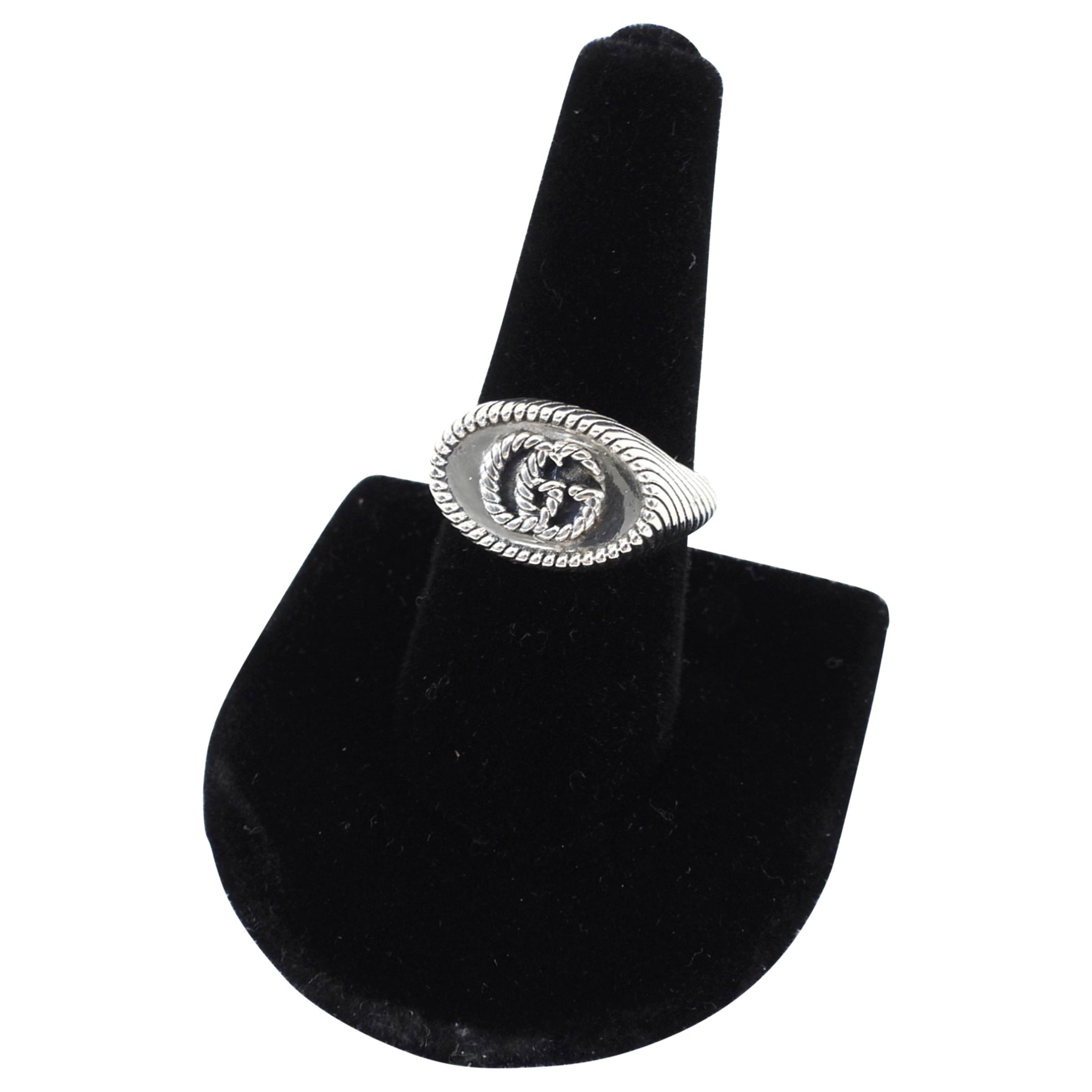 Gucci Sterling Silver GG Signet Ring - USA 9-1/4