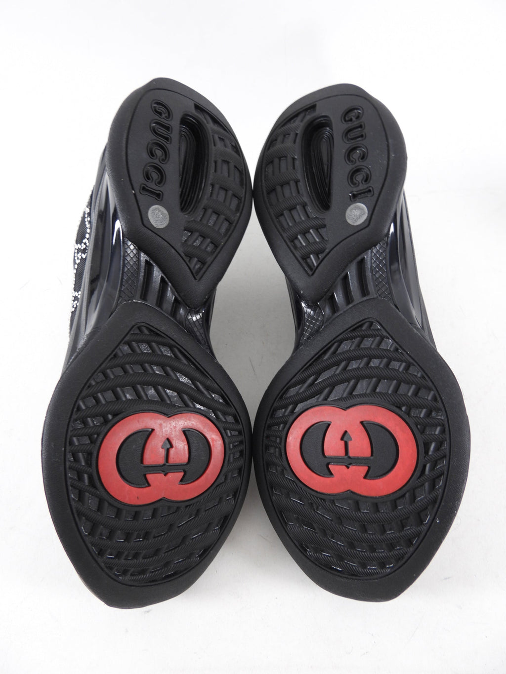 Gucci Run Black Mesh and Clear GG Monogram Crystal Sneakers -  40