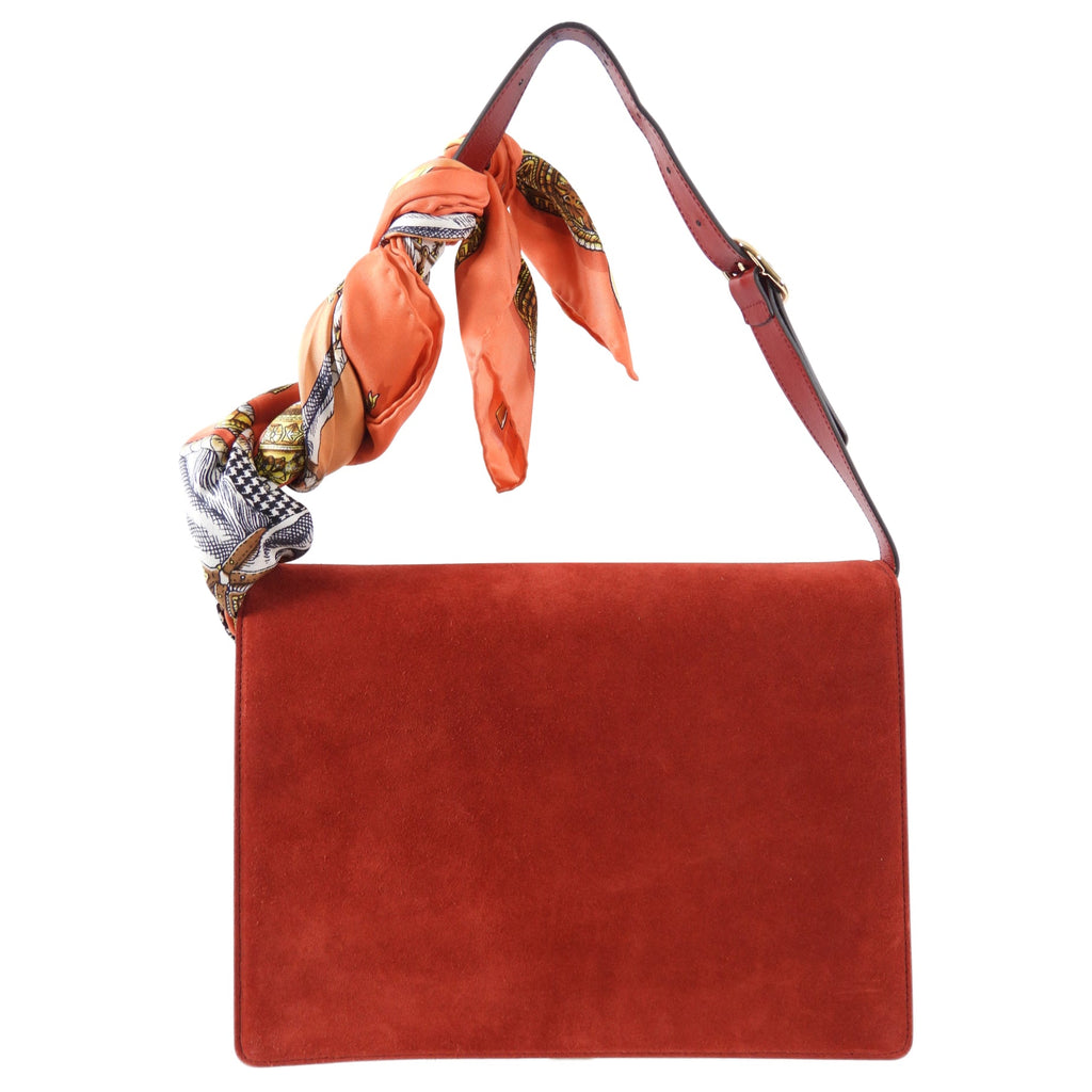 Gucci Brick Red Medium Suede Ring Scarf Bag