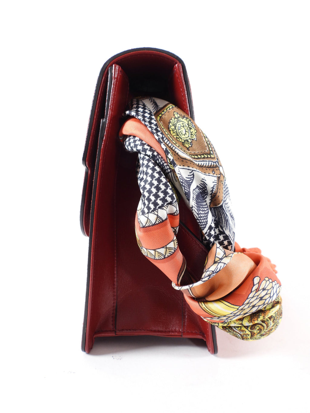 Gucci Brick Red Medium Suede Ring Scarf Bag