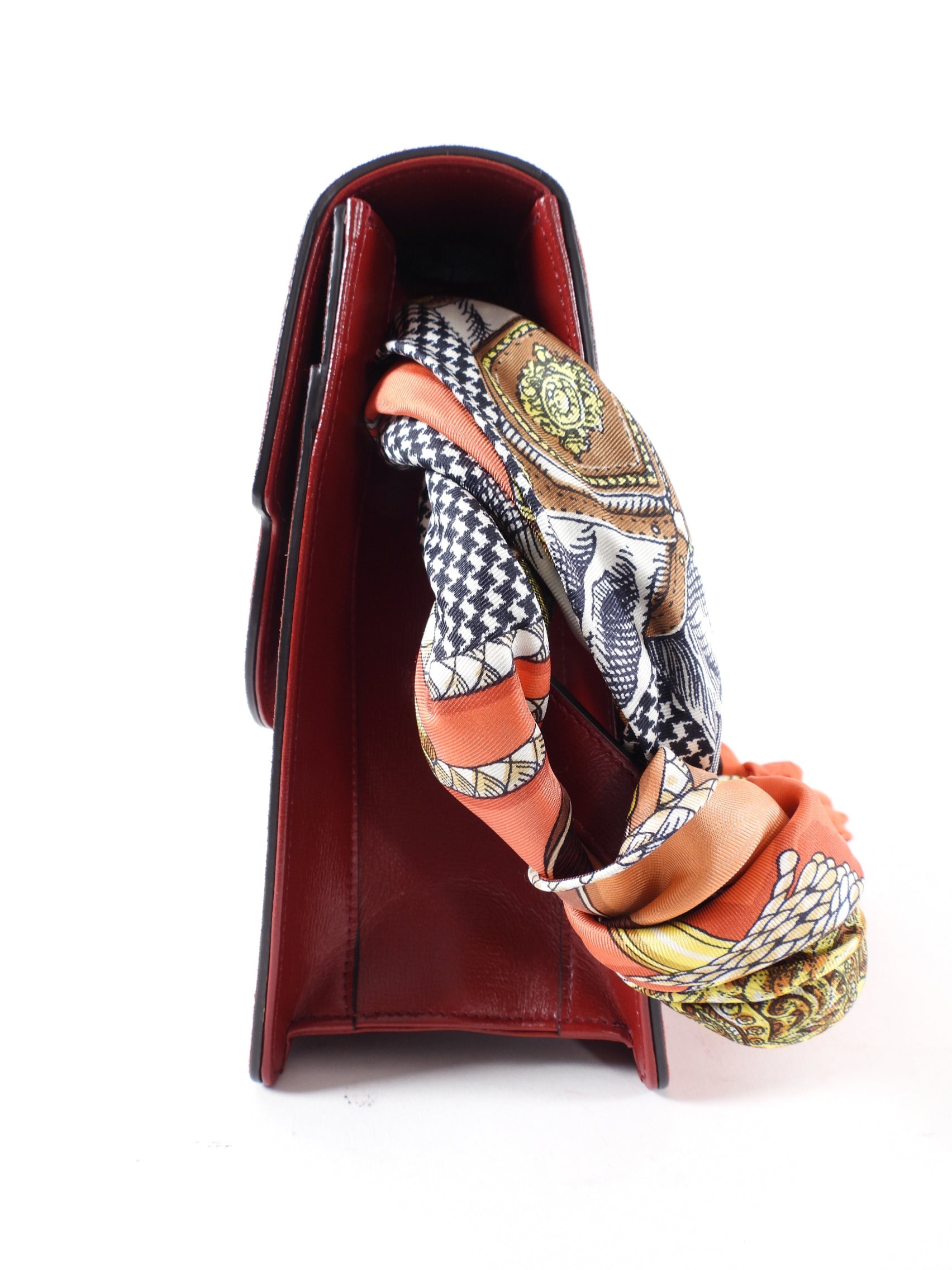 Gucci Brick Red Medium Suede Ring Scarf Bag
