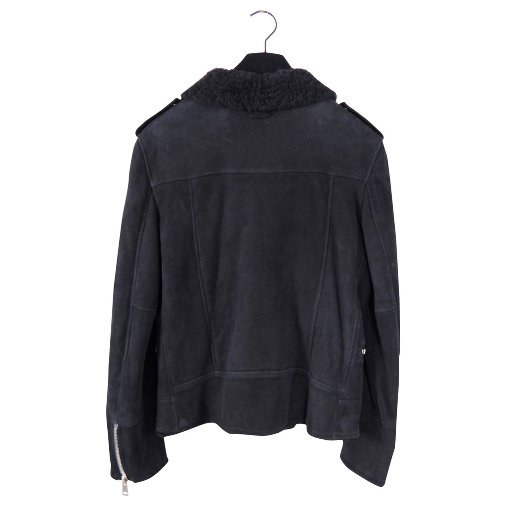 Gucci Black Suede Shearling Zip Biker Jacket - IT42 / USA S