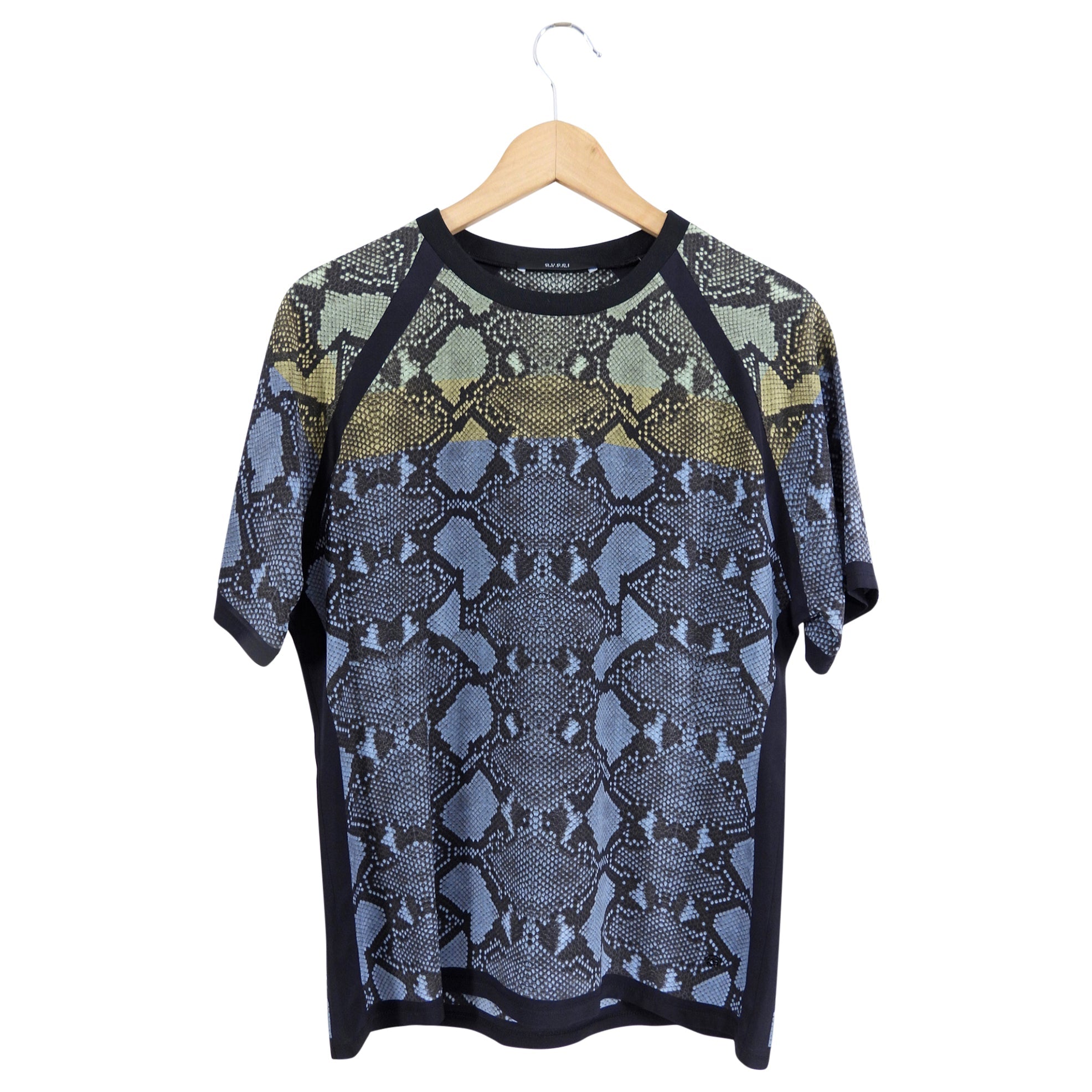 Gucci Blue, Yellow, Green, Python Print Silk Top - S