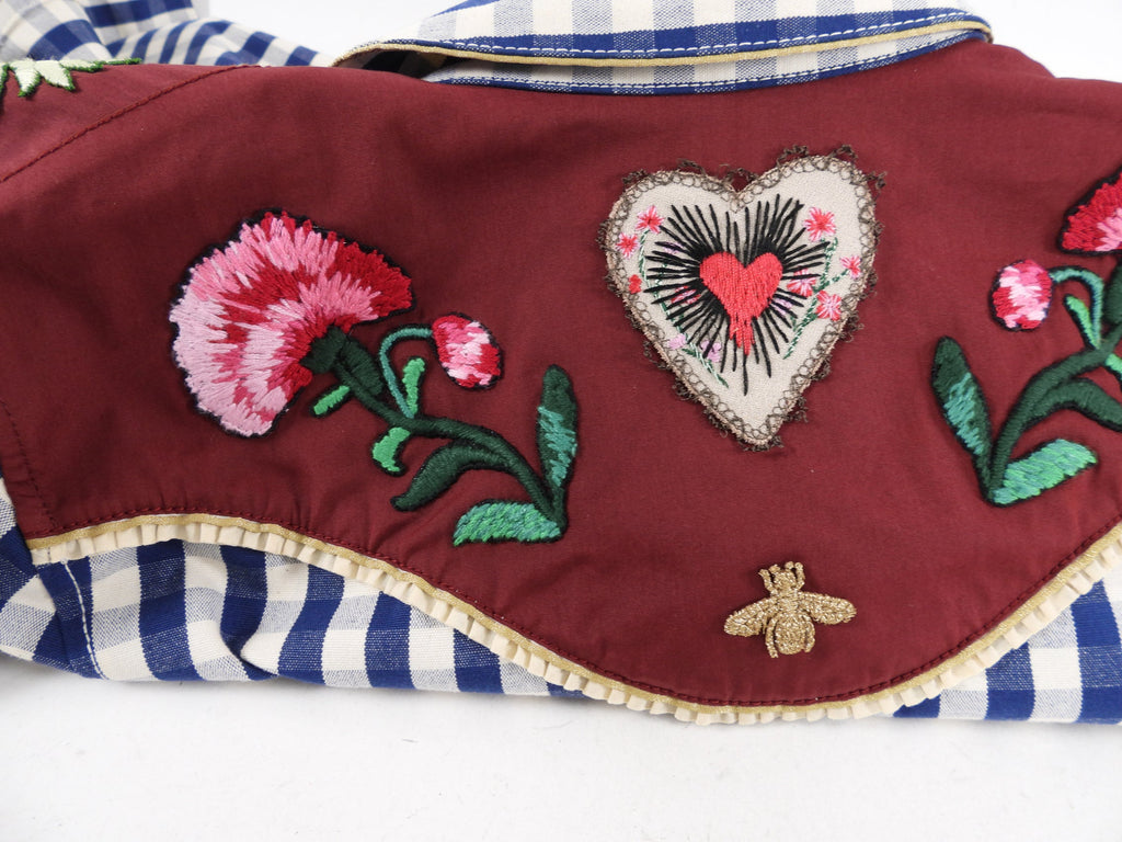 Gucci Blue and Red Check Snap Western Style Embroidered Shirt - S (4/6)