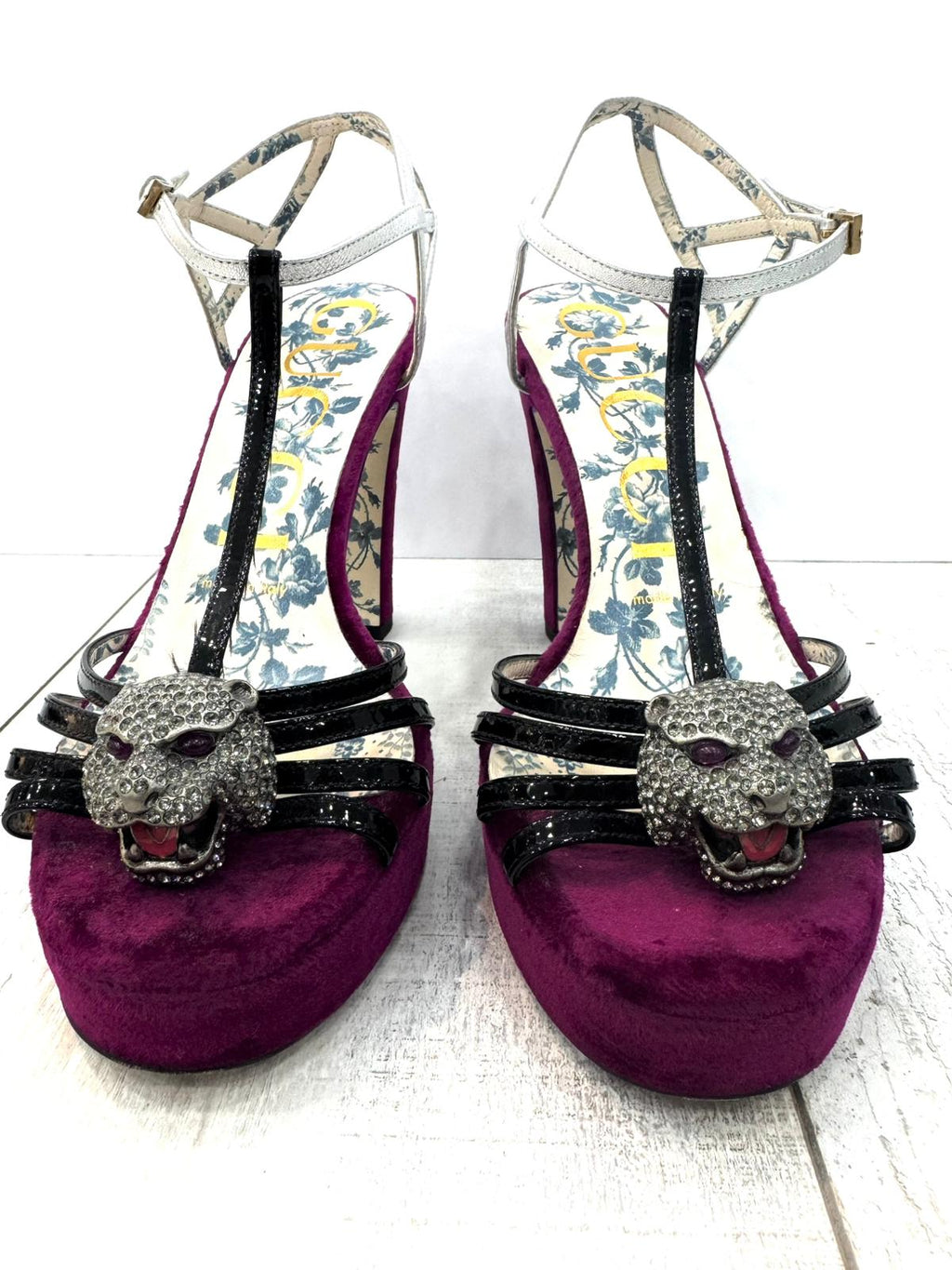 GUCCI VELVET ELIAS PLATFORM HEELS