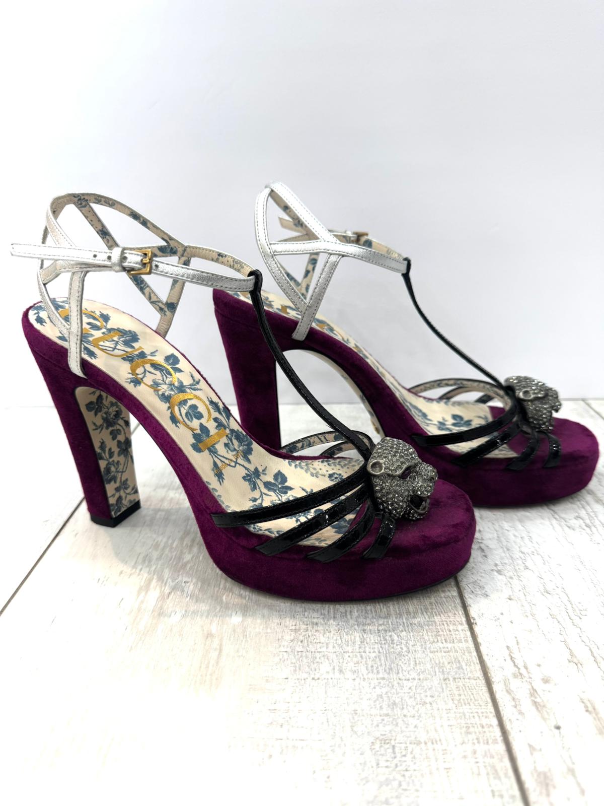 GUCCI VELVET ELIAS PLATFORM HEELS