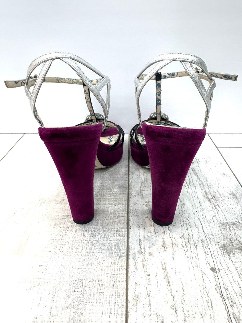 GUCCI VELVET ELIAS PLATFORM HEELS
