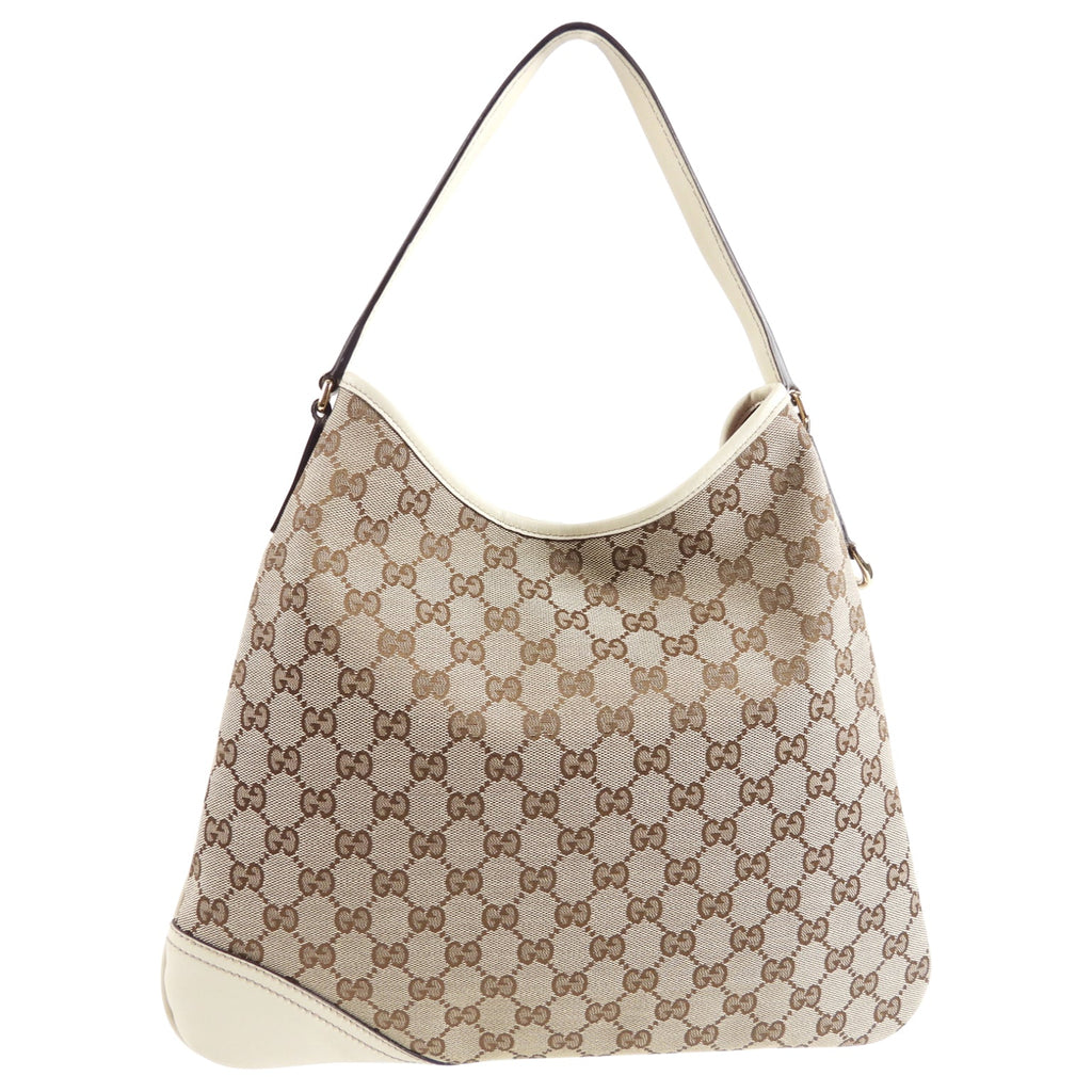 Gucci Brown Monogram Canvas Double G Logo Shoulder Bag