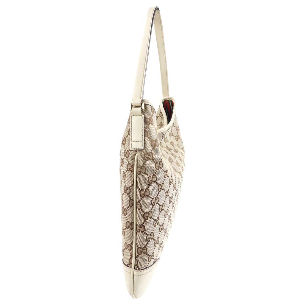 Gucci Brown Monogram Canvas Double G Logo Shoulder Bag