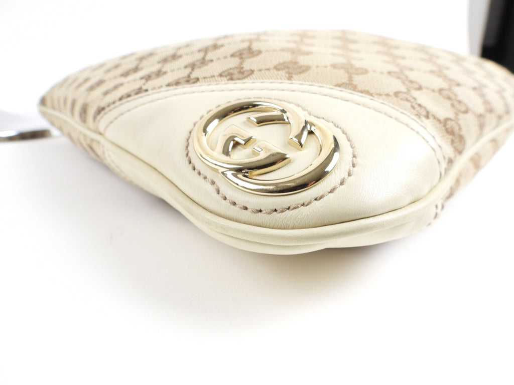 Gucci Brown Monogram Canvas Double G Logo Shoulder Bag