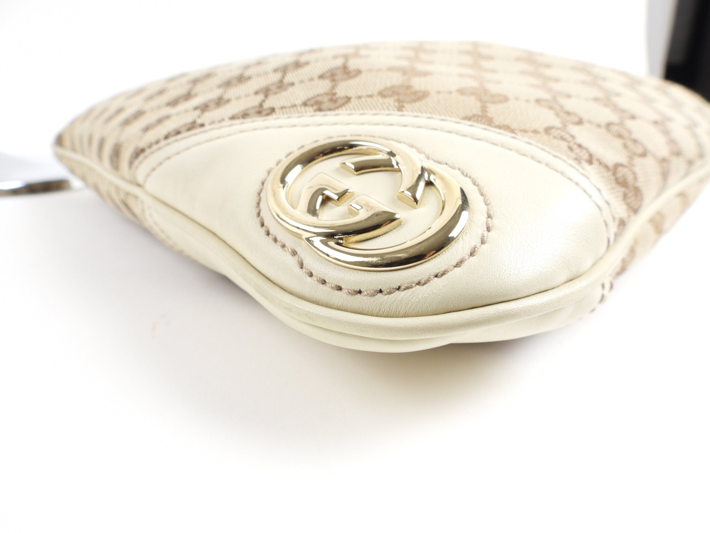 Gucci Brown Monogram Canvas Double G Logo Shoulder Bag