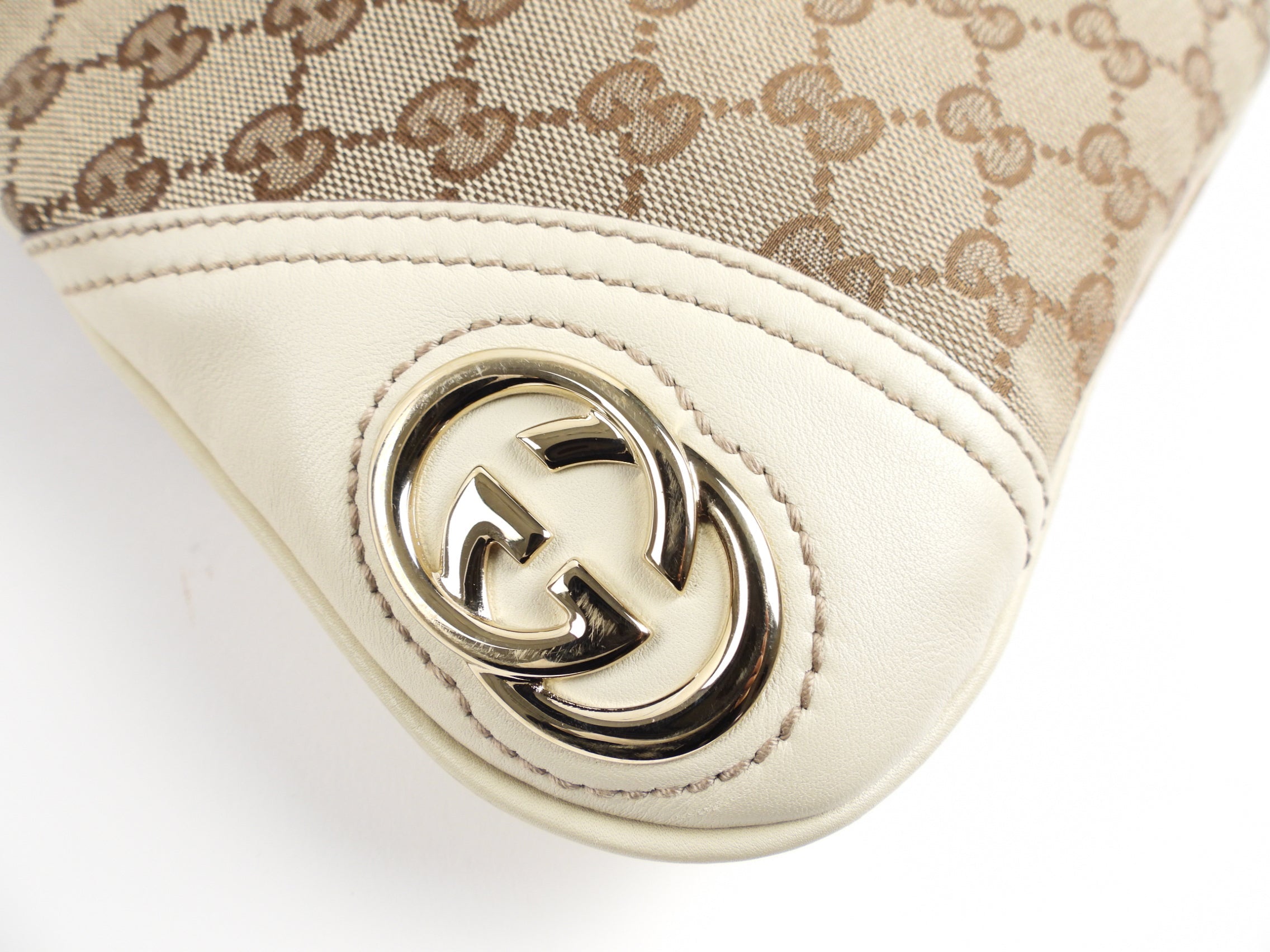 Gucci Brown Monogram Canvas Double G Logo Shoulder Bag