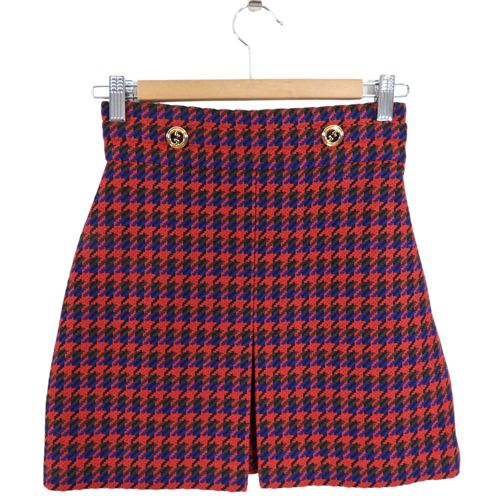 Gucci Red, Green, Blue Check Tweed Mini Skirt - XS / 25" waist