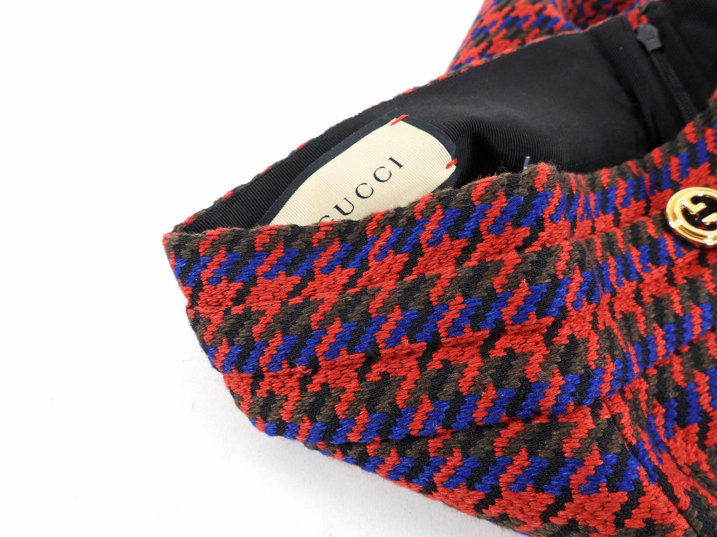 Gucci Red, Green, Blue Check Tweed Mini Skirt - XS / 25" waist