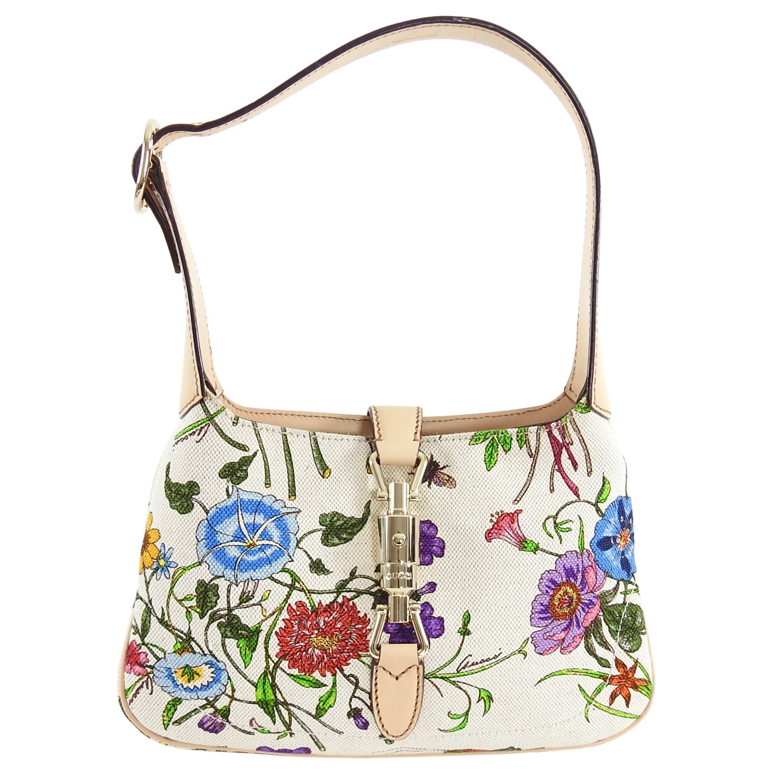 Gucci Canvas Flora New Jackie Small Shoulder Bag