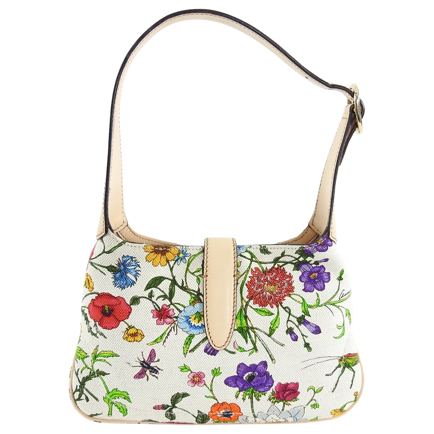 Gucci Canvas Flora New Jackie Small Shoulder Bag
