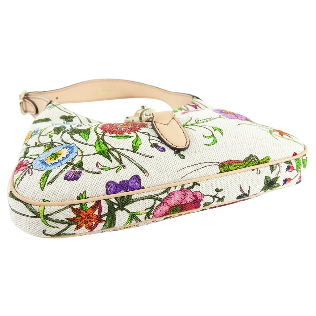 Gucci Canvas Flora New Jackie Small Shoulder Bag