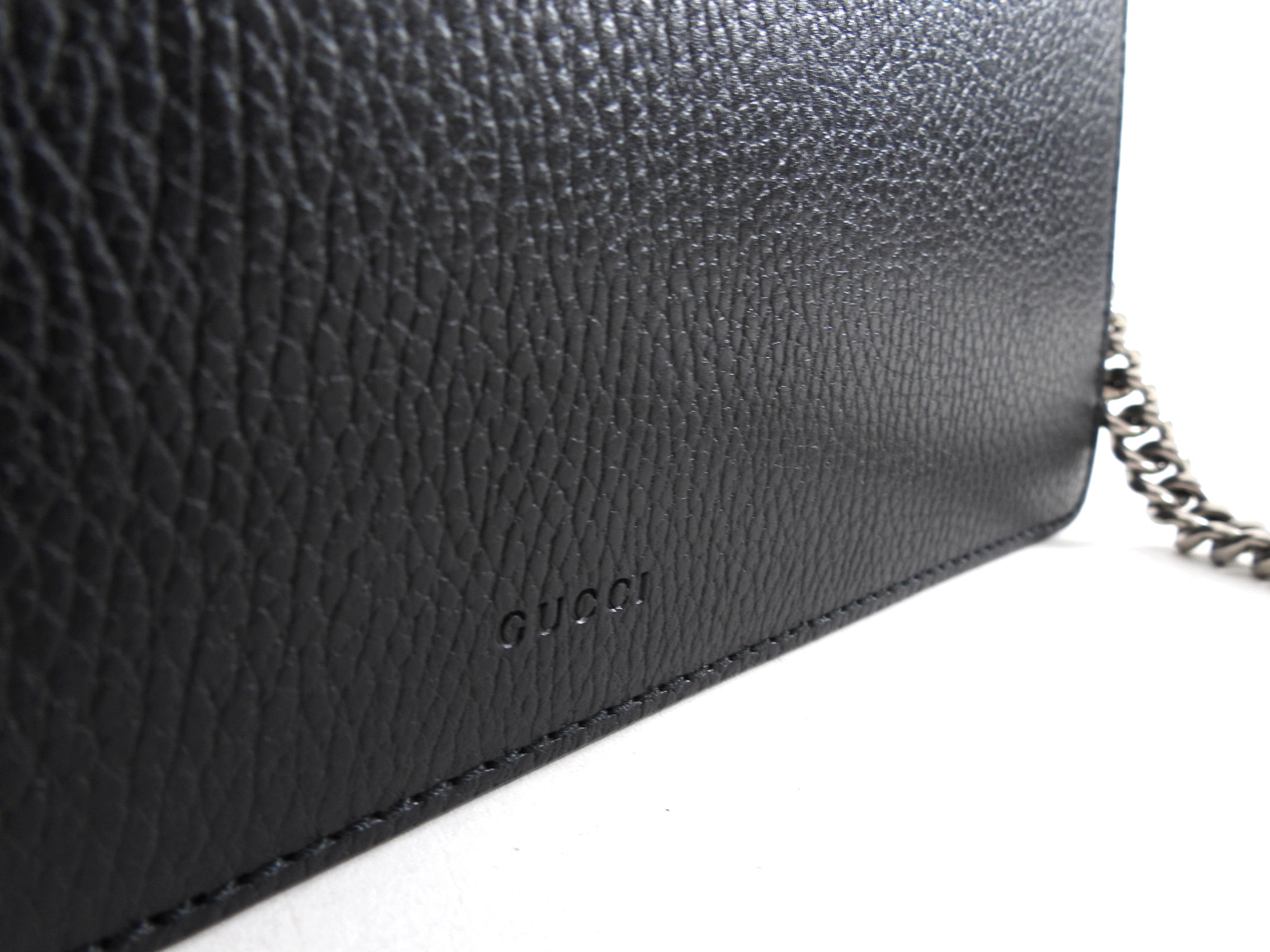 Gucci Black Leather Medium Crystal Dionysus Chain Bag