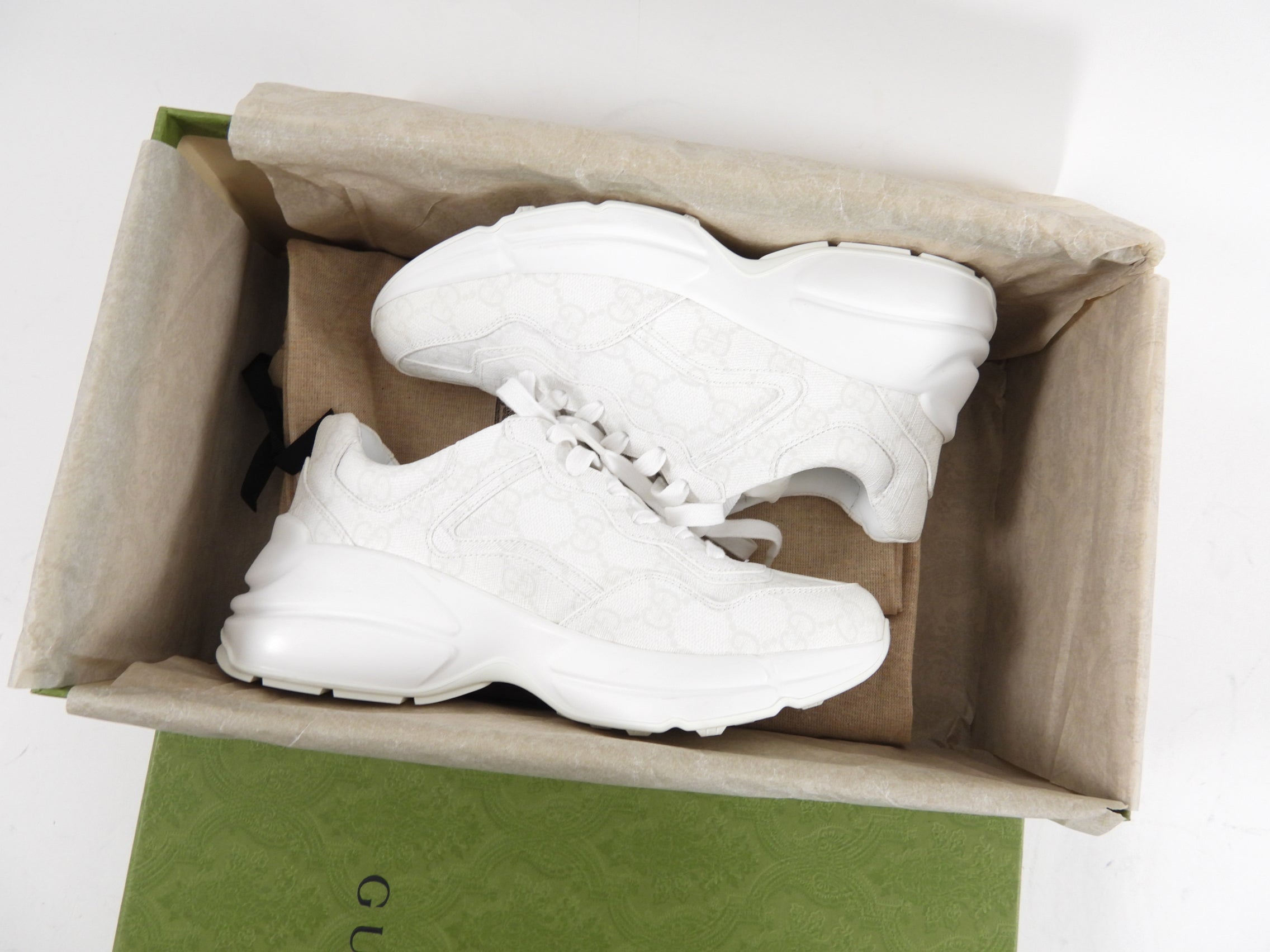 Gucci White Monogram Canvas Rhyton Sneakers - 6