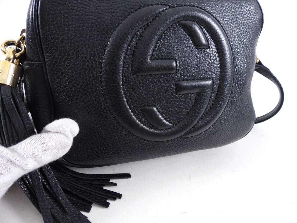 Gucci Black Leather Soho Tassel Crossbody Camera Bag