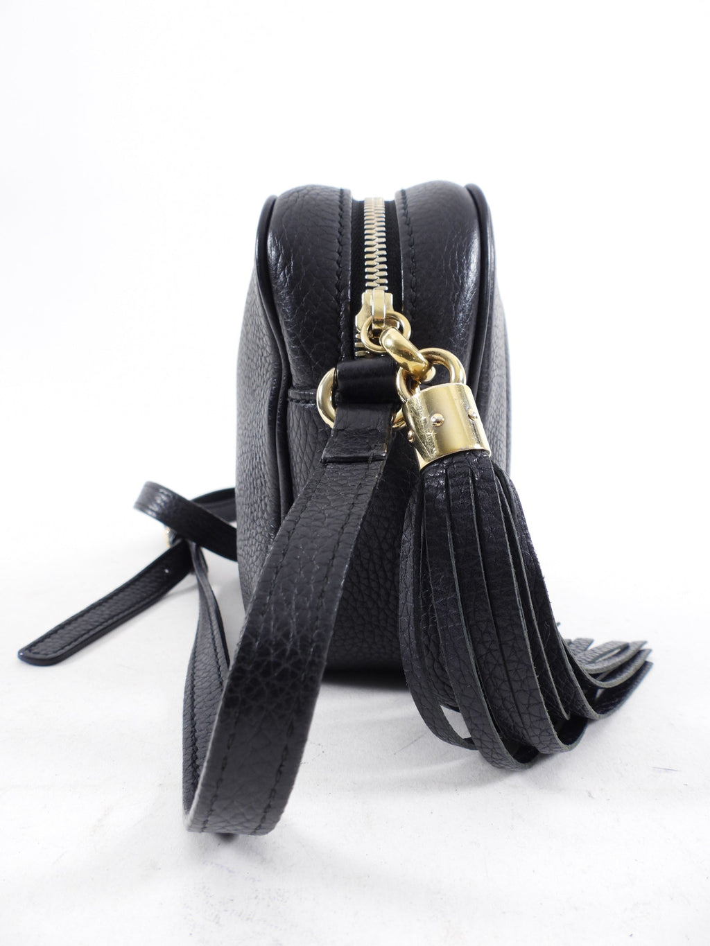 Gucci Black Leather Soho Tassel Crossbody Camera Bag