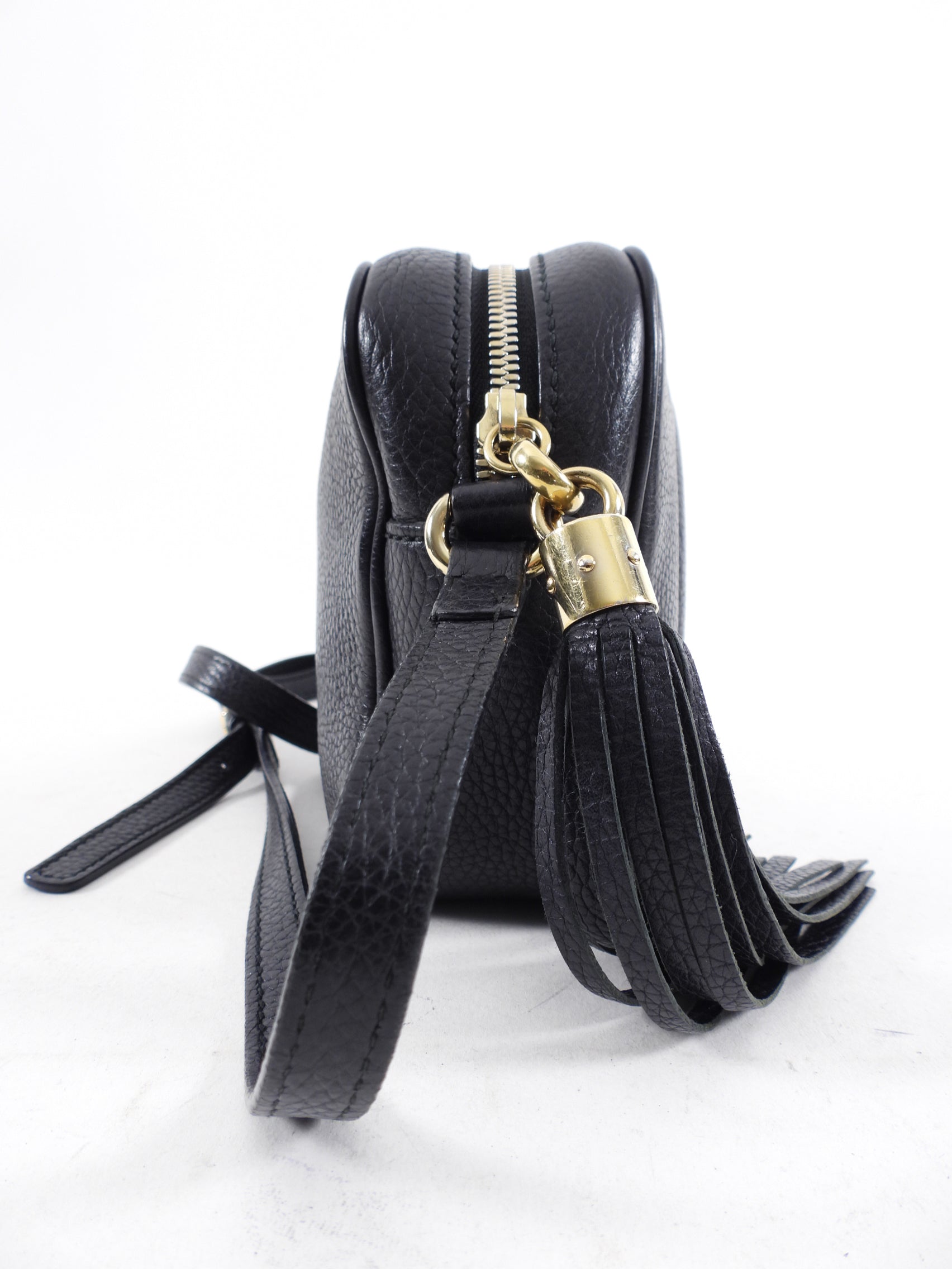Gucci Black Leather Soho Tassel Crossbody Camera Bag