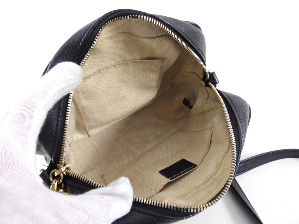 Gucci Black Leather Soho Tassel Crossbody Camera Bag