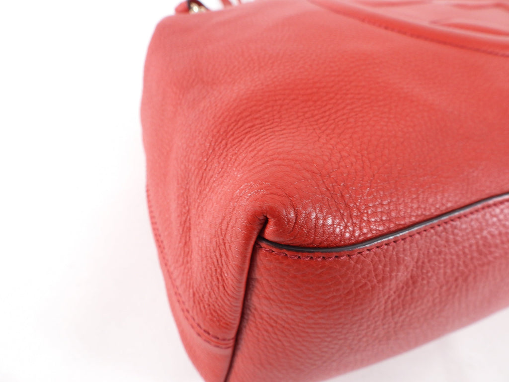 Gucci Red Leather Soho Chain Tote Bag
