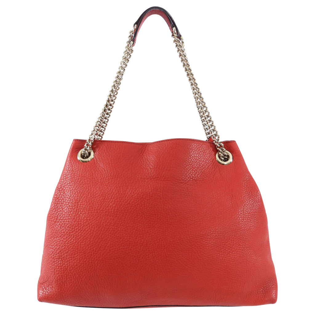 Gucci Red Leather Soho Chain Tote Bag
