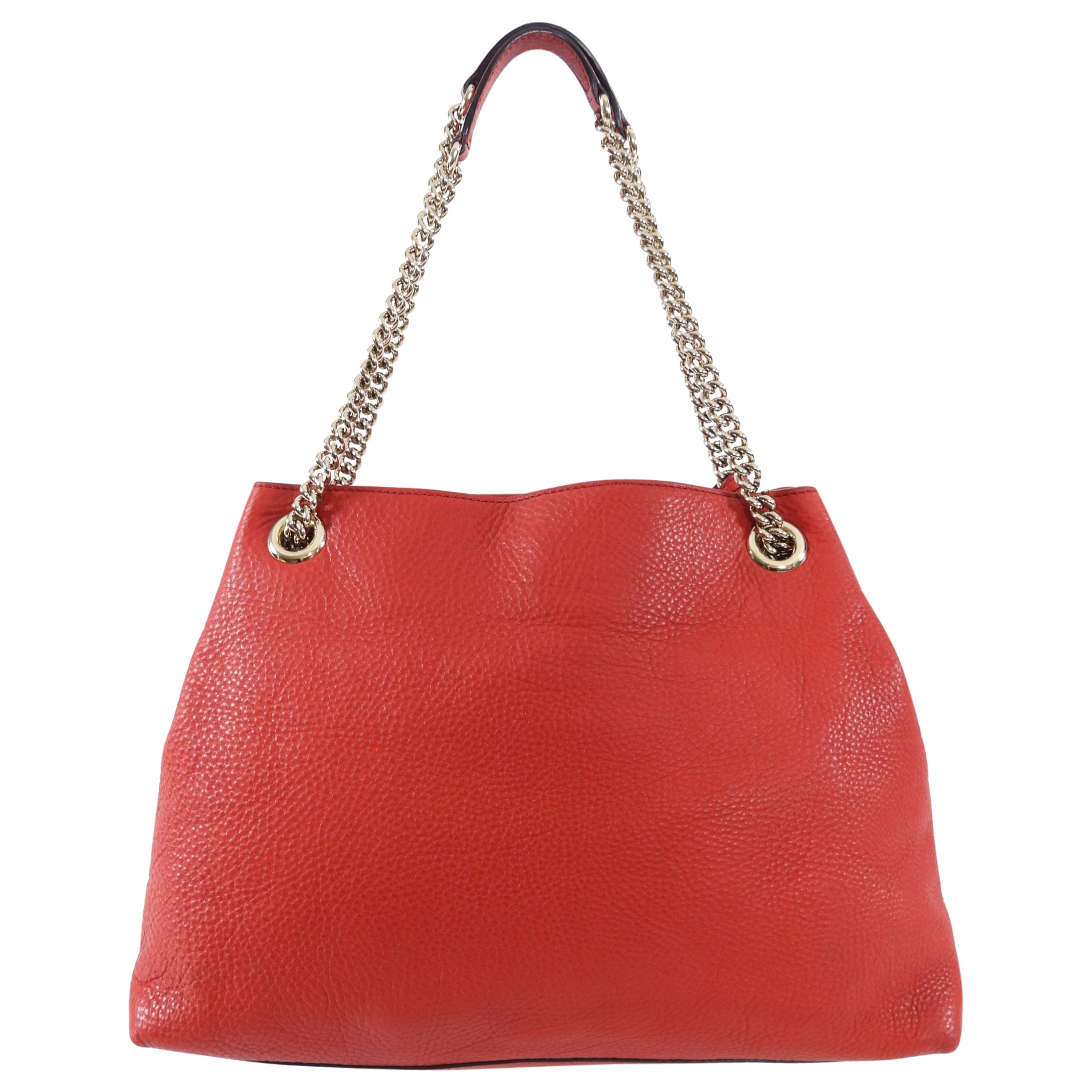 Gucci Red Leather Soho Chain Tote Bag
