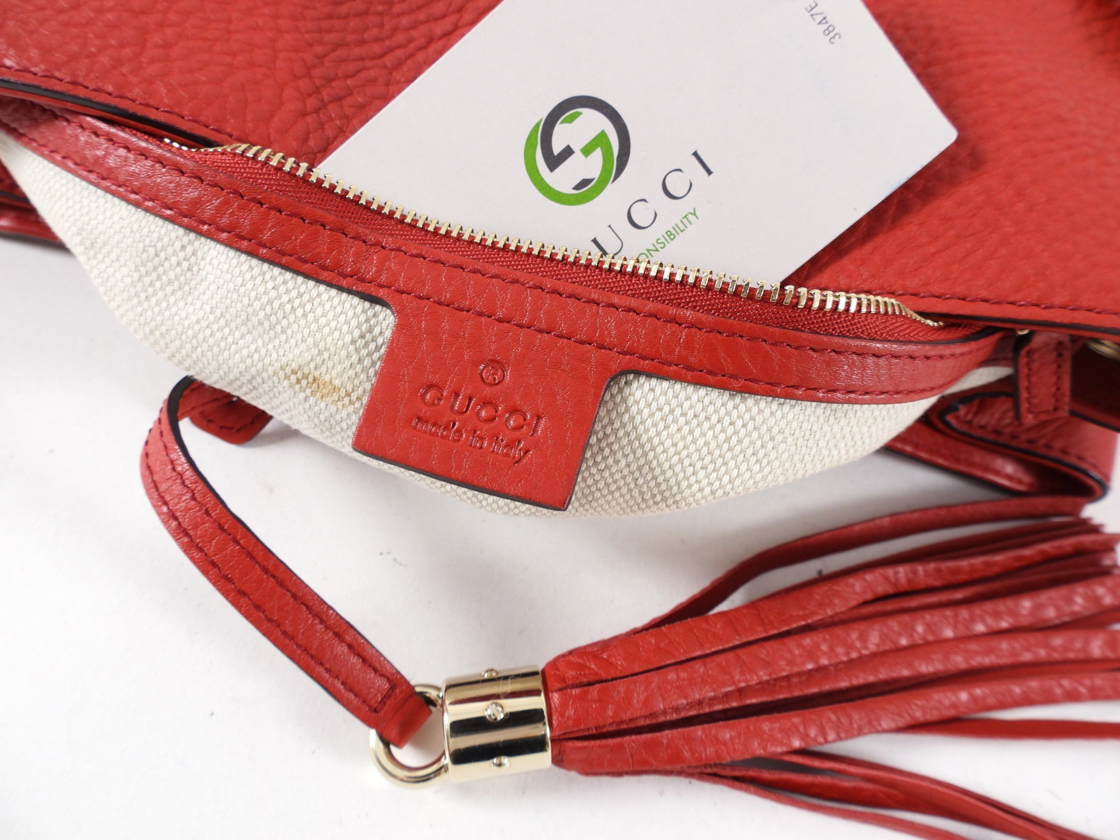 Gucci Red Leather Soho Chain Tote Bag