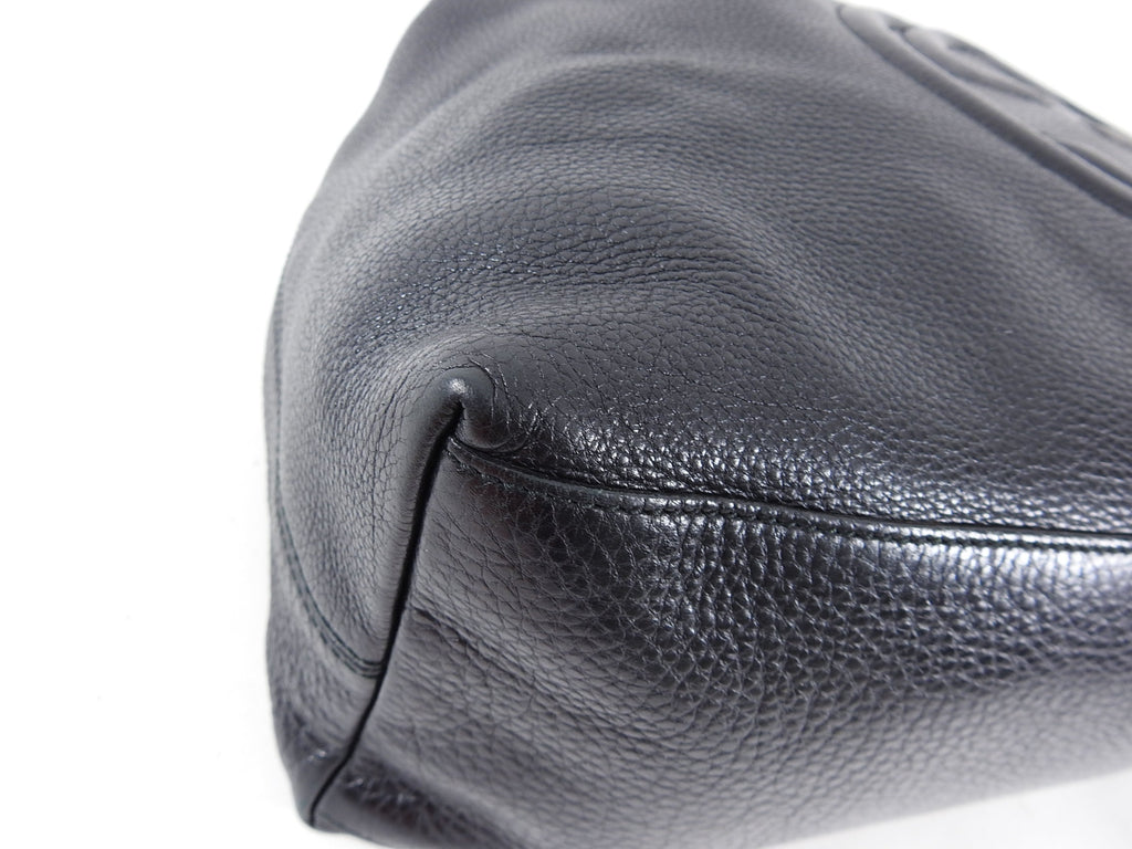 Gucci Black Leather Large GG Logo Soho Chain Tote Bag