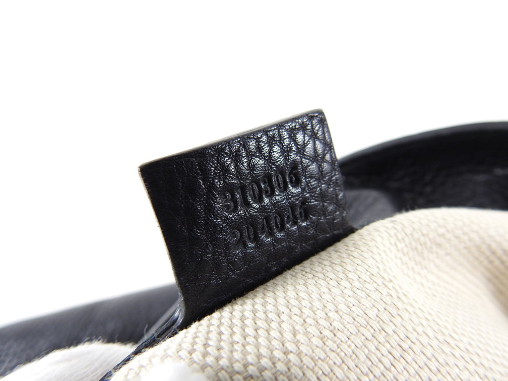 Gucci Black Leather Large GG Logo Soho Chain Tote Bag