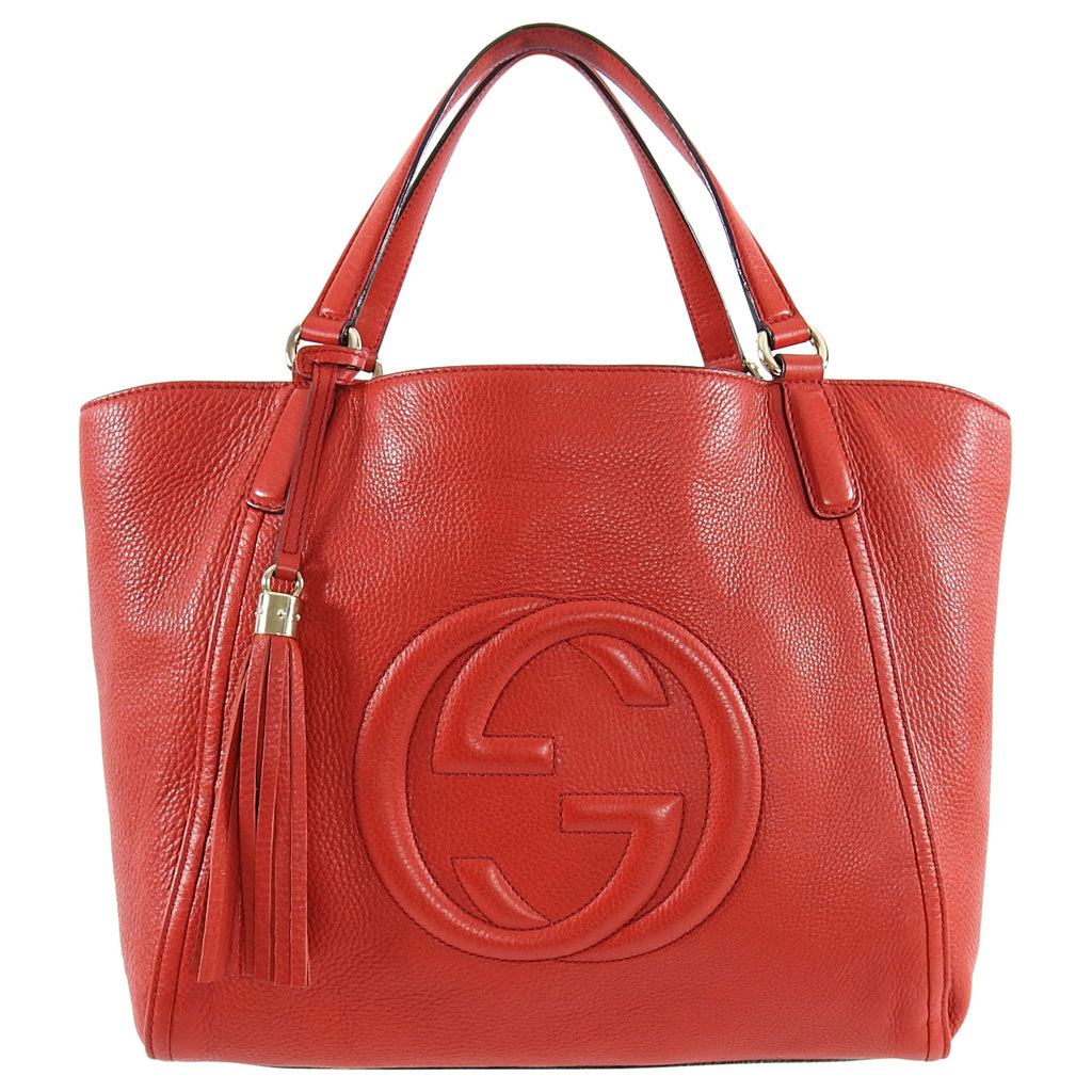 Gucci Red Leather Soho GG Tote Bag