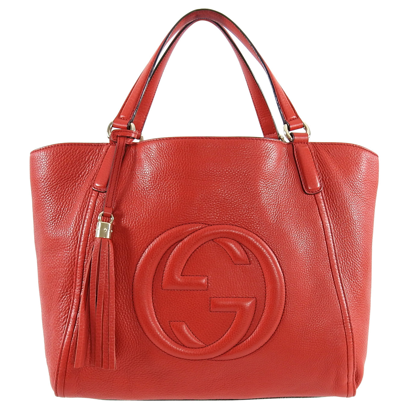 Gucci Red Leather Soho GG Tote Bag