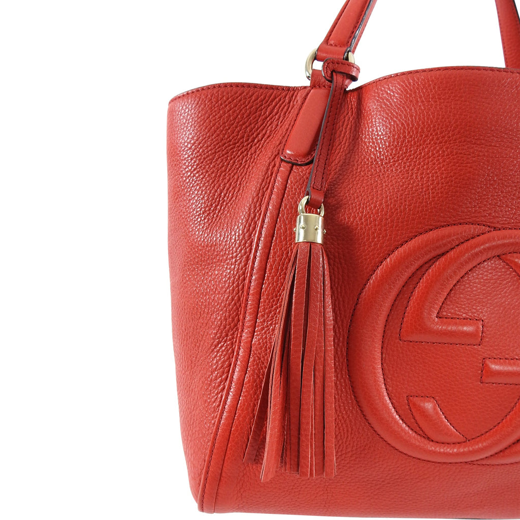 Gucci Red Leather Soho GG Tote Bag