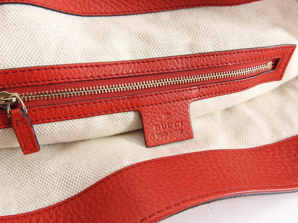Gucci Red Leather Soho GG Tote Bag