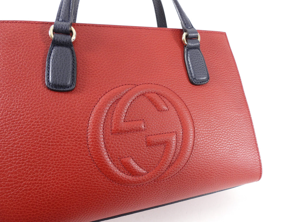 Gucci Soho Leather Top Handle Bag in Red Tricolor