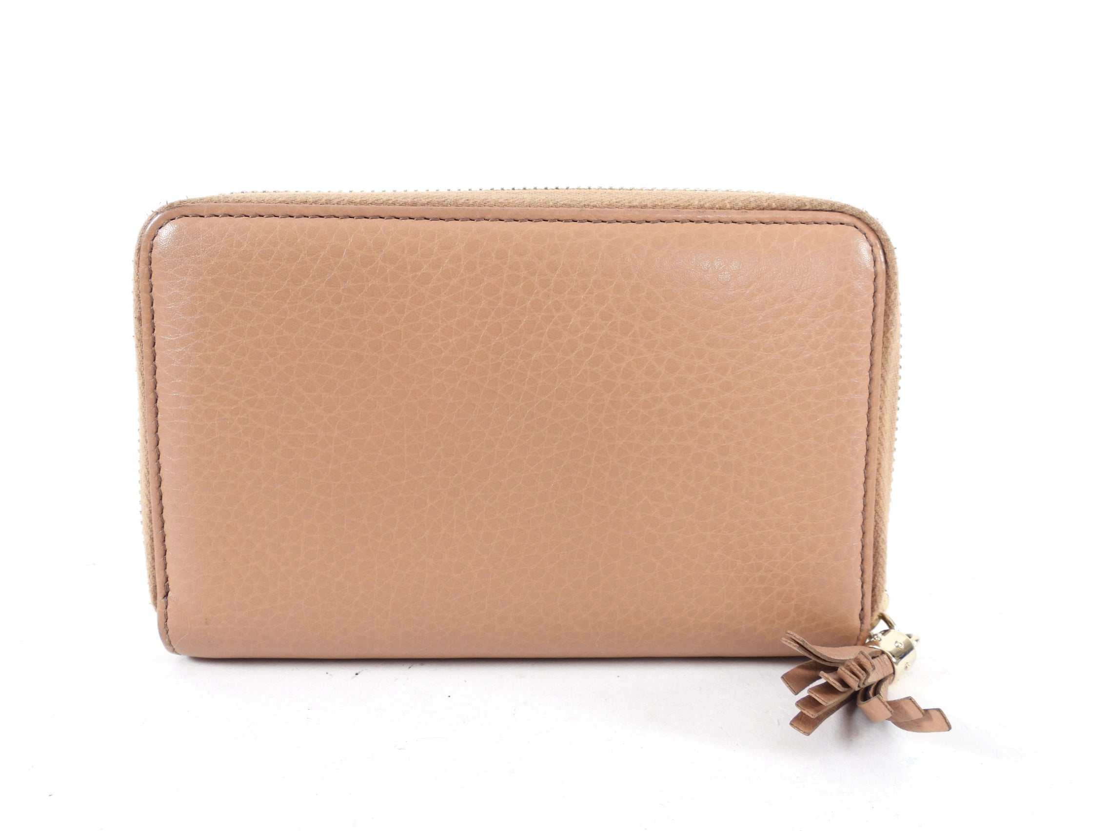 Gucci Beige Leather Soho Zip Wallet with Tassel
