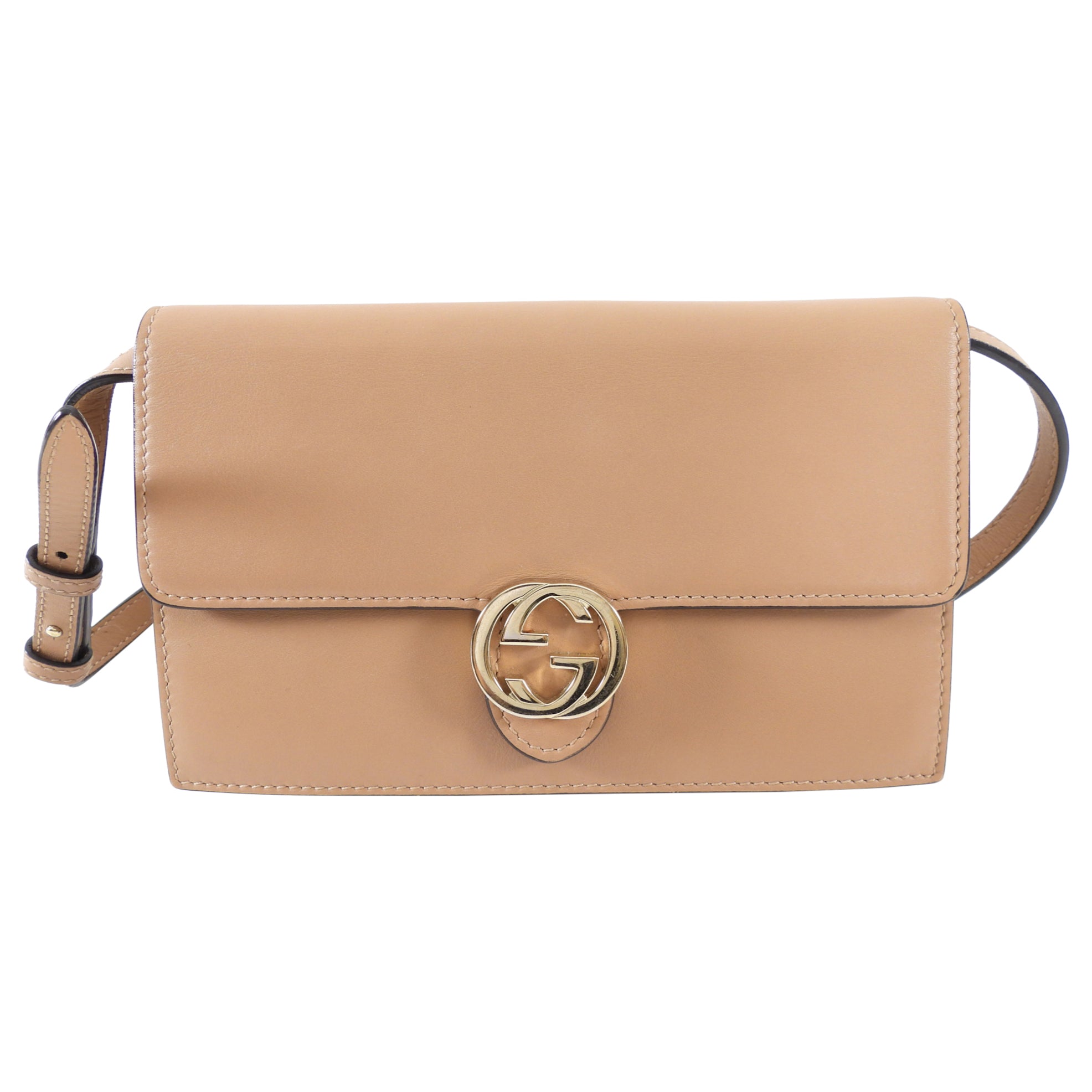Gucci Beige Interlocking GG Crossbody Wallet on Strap