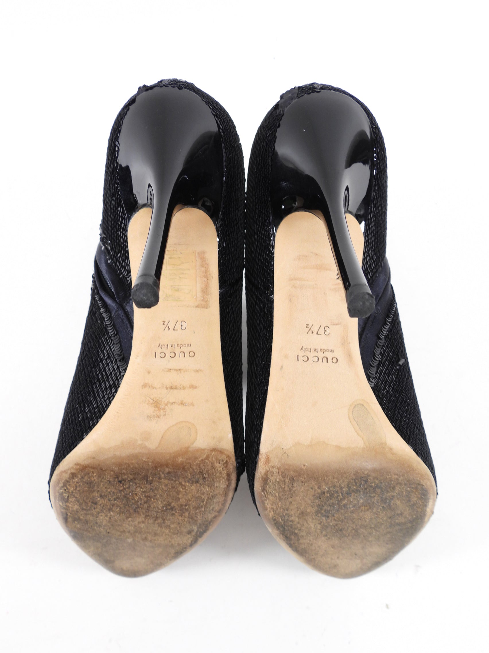 Gucci Black Sequin Paillette High Heel Ankle Booties - 37.5